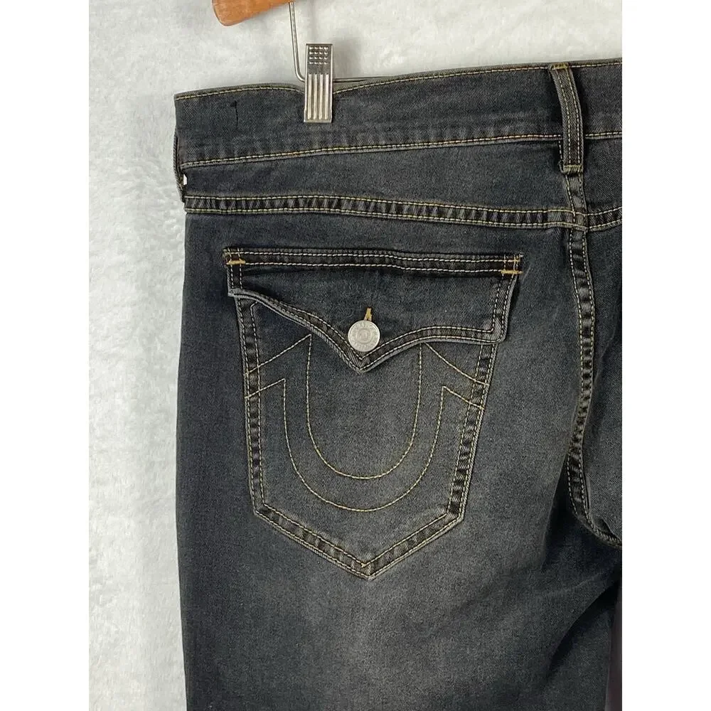 True Religion Ricky Jeans Men’s Flap Pockets Relaxed Straight W36 L 32 Grey